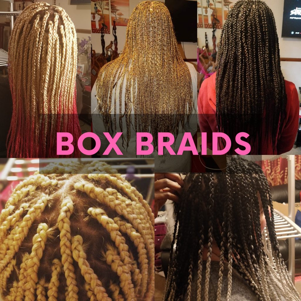 adult and kids box braids, where I plait your hair for you